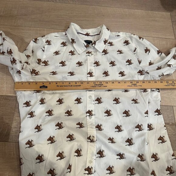 TALBOTS WOMENS XL HORSE SHIRT LONG SLEEVE BUTTON CREAM BROWN - Picture 4 of 8